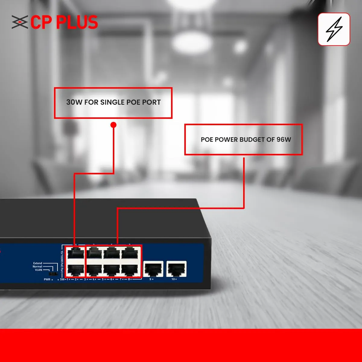 CP-Plus Poe Switch 8 Port (8 FE + 2 FE Port) view 4
